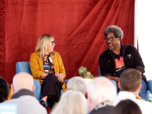 W. Kamau Bell and Kate Schatz on stage