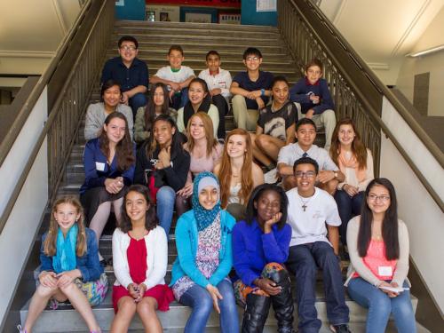 gateway public schools students on stairs