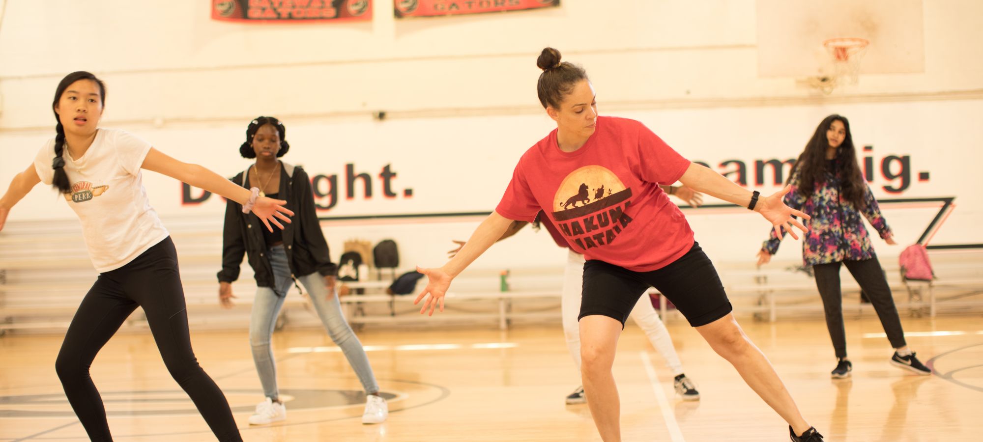 students dancing in gym