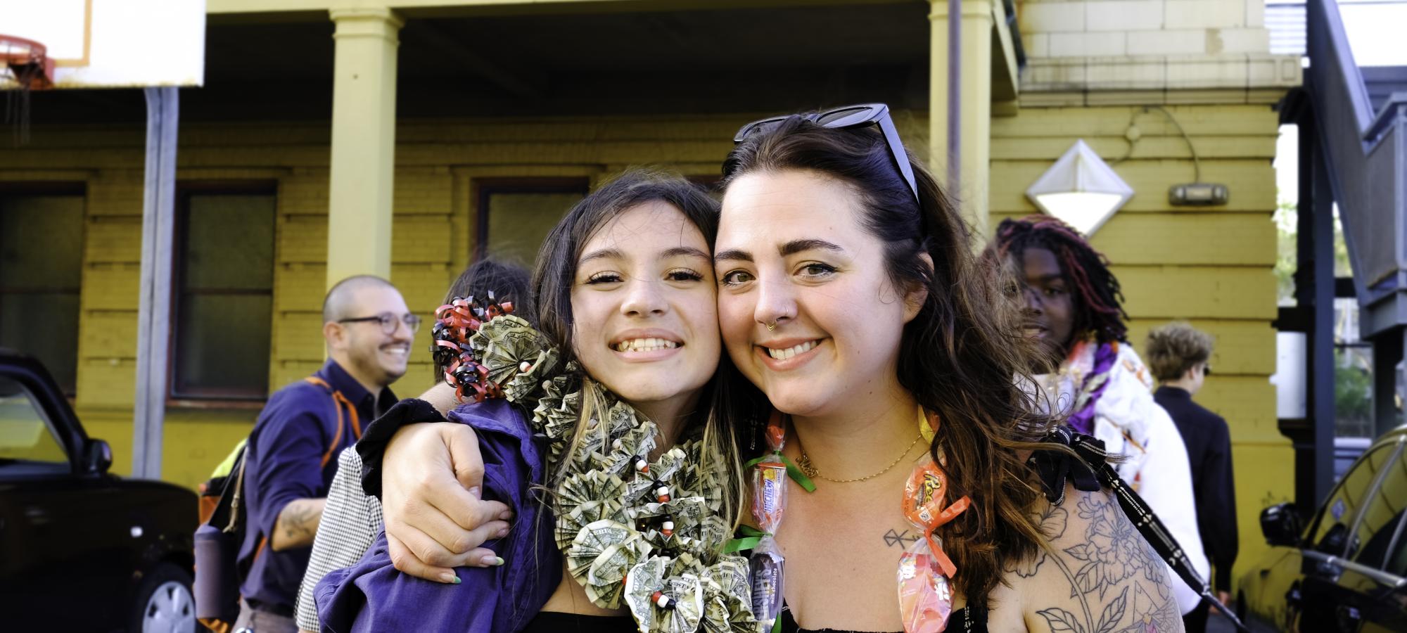 Teacher and student celebrate 8th grade promotion