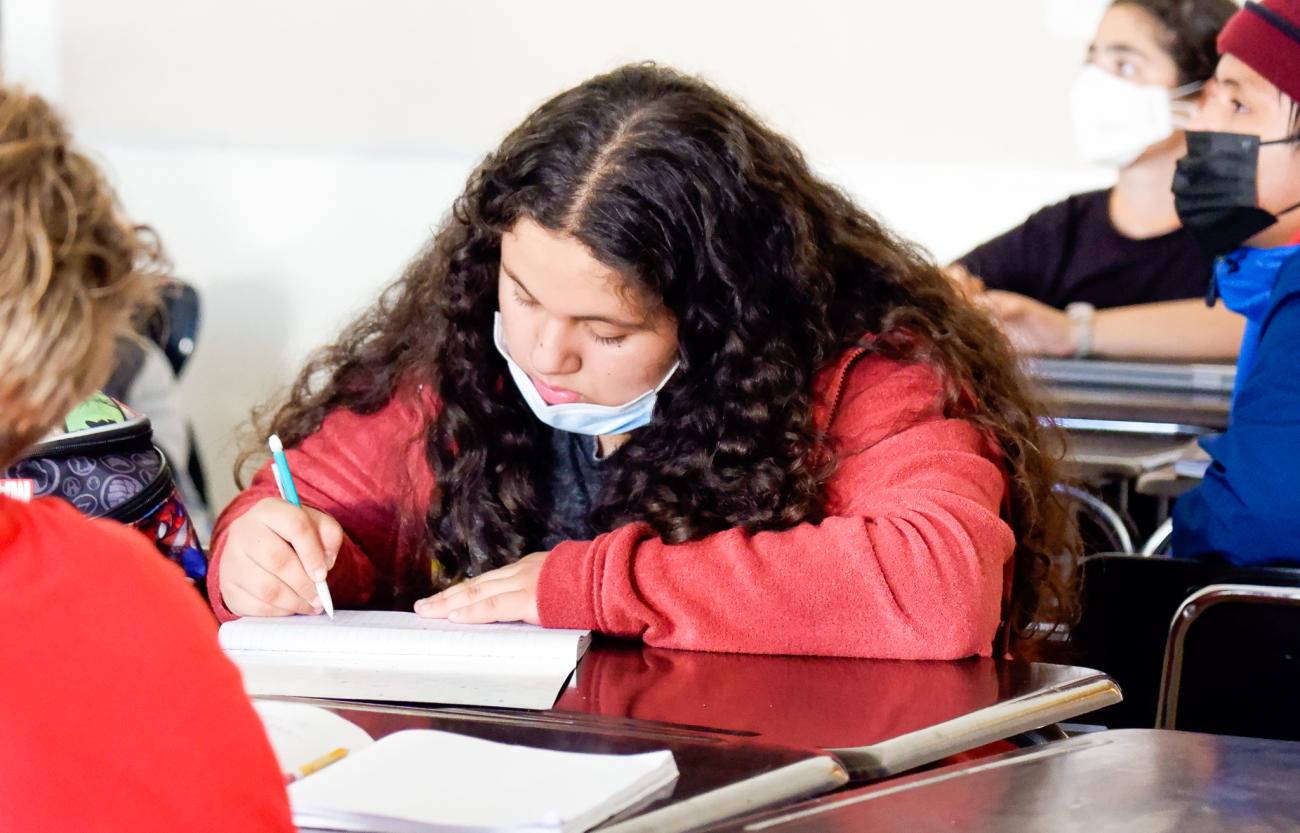 female student studying