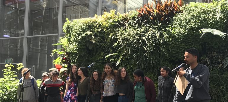 Student poets on stage at the California Academy of Sciences